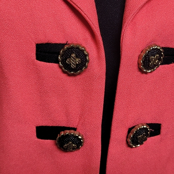 80s Vintage S.L. Fashions Neon Peach Cropped Jacket Black Skort Two-Piece Set 14 - Picture 5 of 16